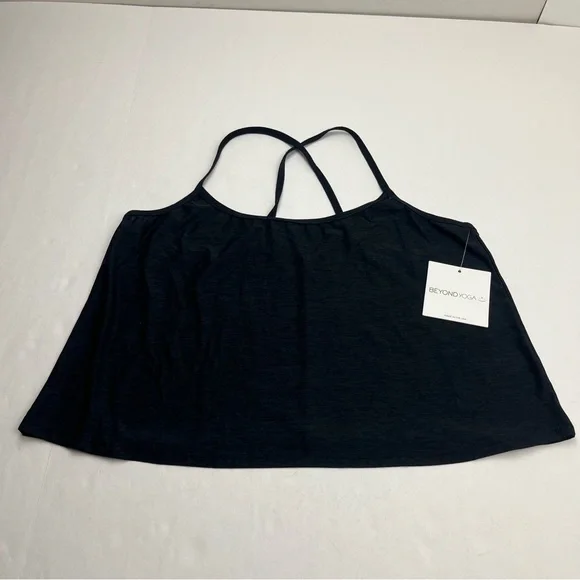 Beyond Yoga Featherweight Drift Away Sleep Tank Spacedye Black Grey Large NEW - Picture 1 of 10